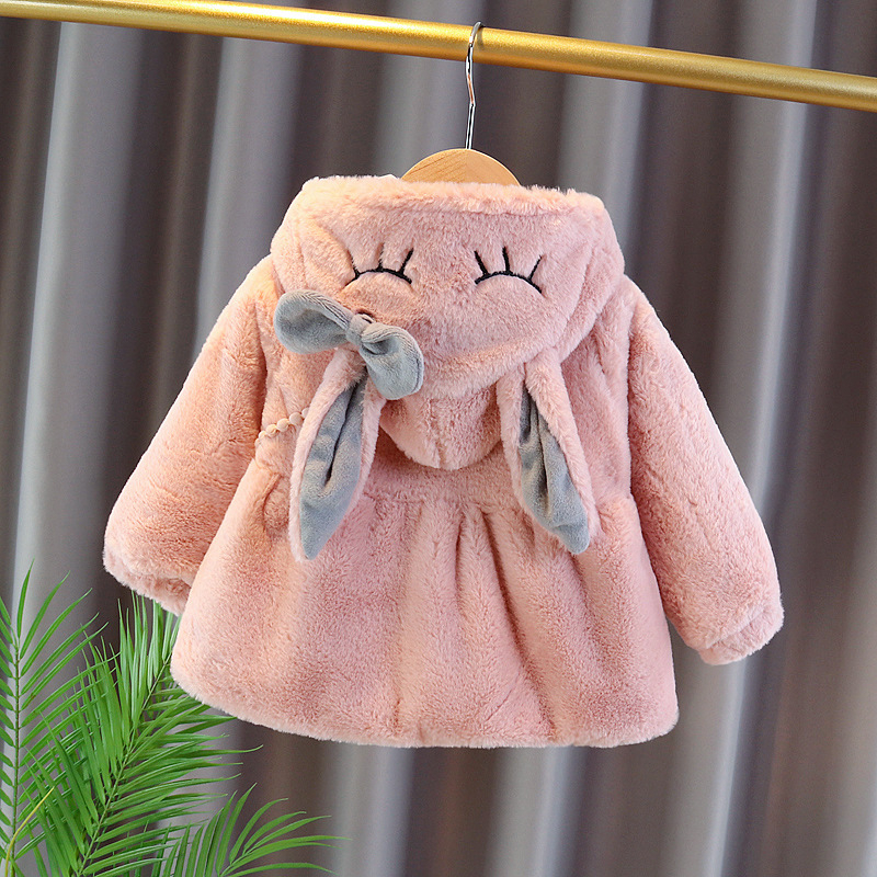 Áo khoác lông tai thỏ hàng quảng châu cao cấp cho bé gái