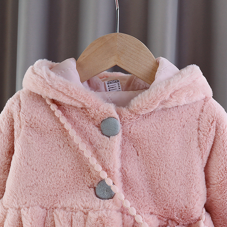 Áo khoác lông tai thỏ hàng quảng châu cao cấp cho bé gái
