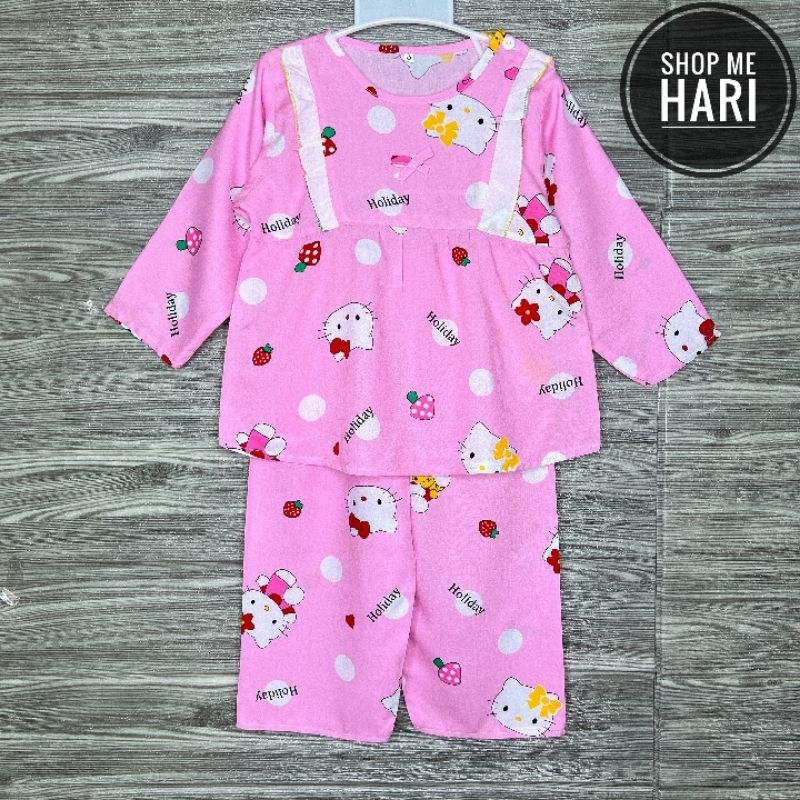 Bộ tole tay dài quần dài phối đô bé gái