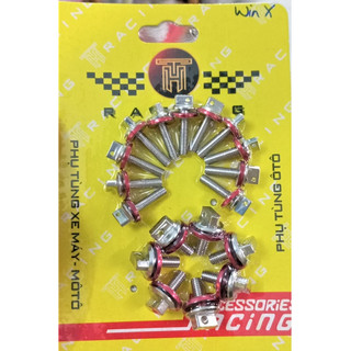 Bộ ốc dàn áo salaya inox304 th racing kiểu mũi tên gắn cho wave nhỏ, sirius xc, sirius fi, ext10 ext150.... tặng kèm l