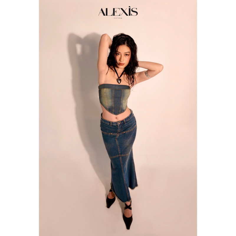 ALEXIS - OASIS DENIM JEAN MIDI SKIRT - CHÂN VÁY DÀI JEAN