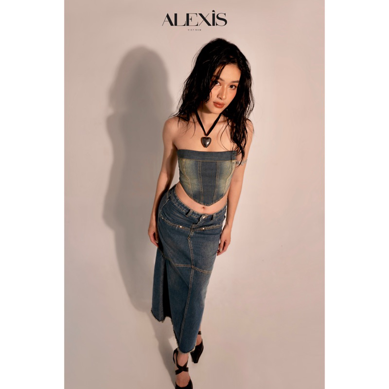 ALEXIS - OASIS DENIM JEAN MIDI SKIRT - CHÂN VÁY DÀI JEAN