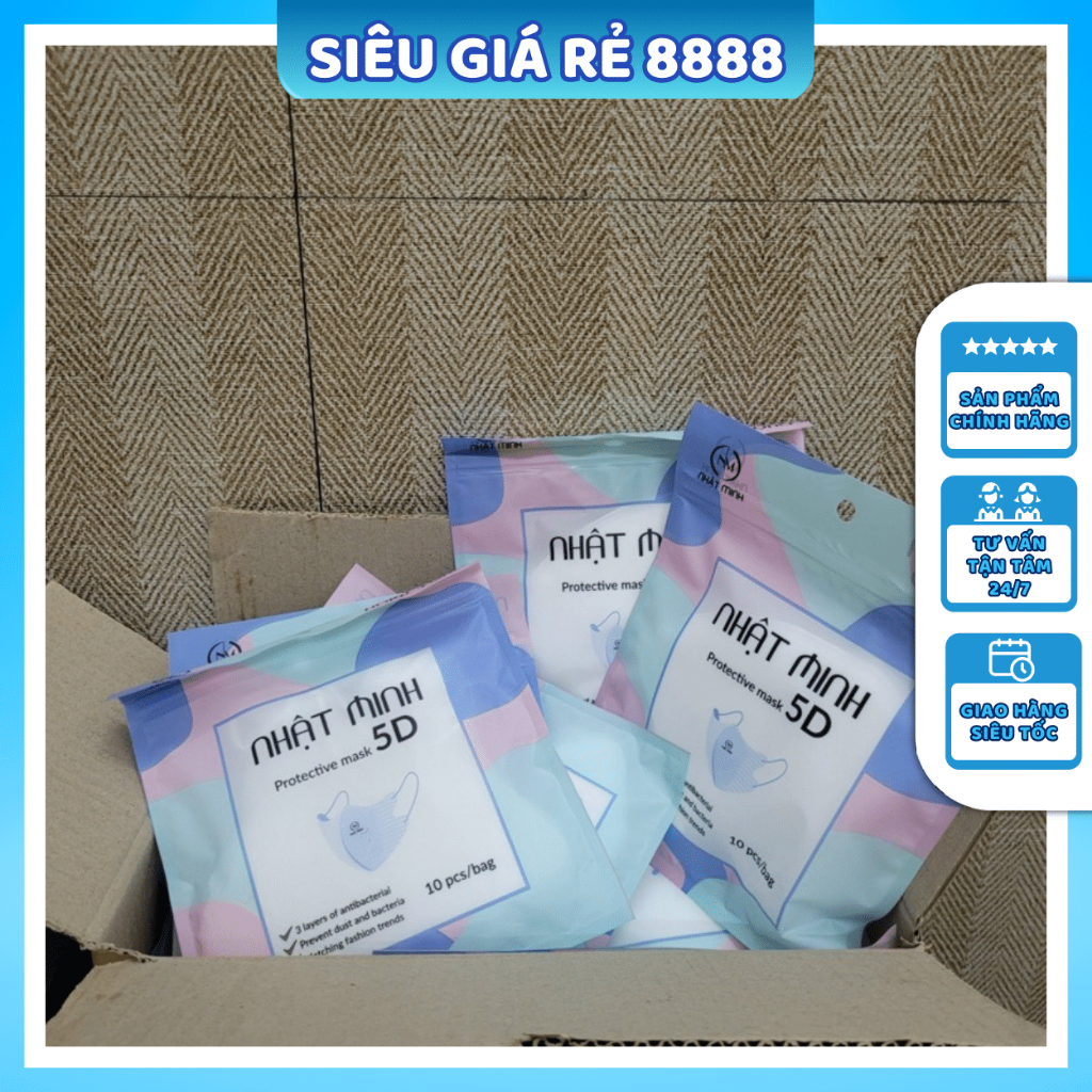 THÙNG 200 CHIẾC KHẨU TRANG 5D MASK NHẬT MINH