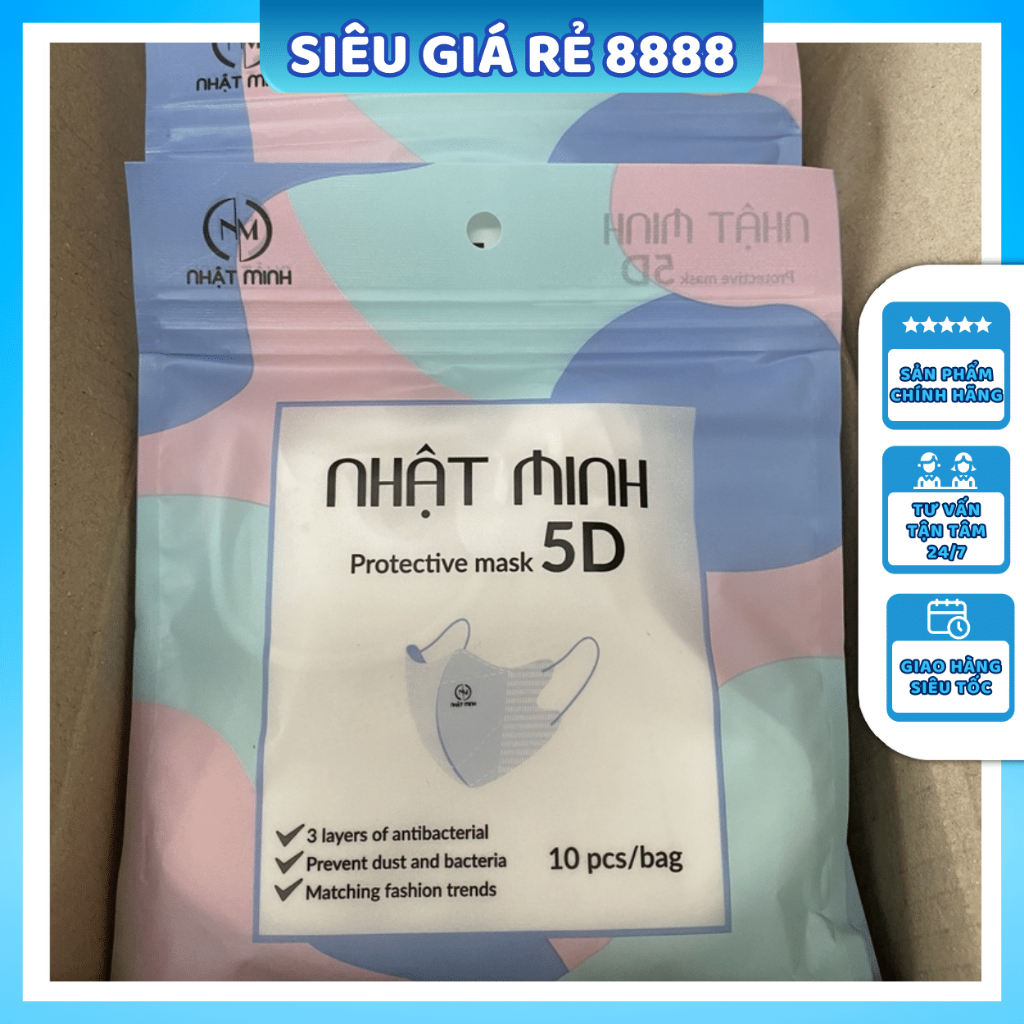 THÙNG 200 CHIẾC KHẨU TRANG 5D MASK NHẬT MINH