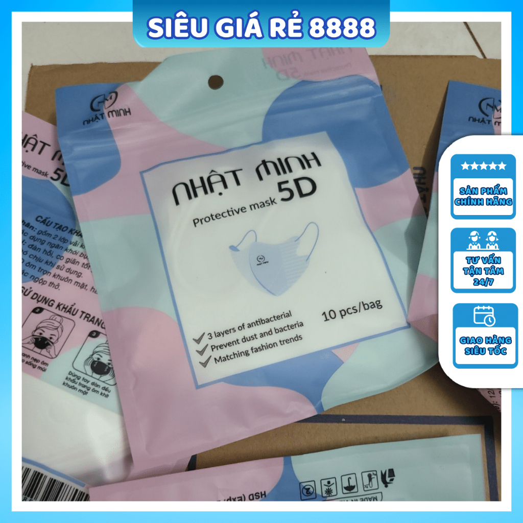 THÙNG 200 CHIẾC KHẨU TRANG 5D MASK NHẬT MINH