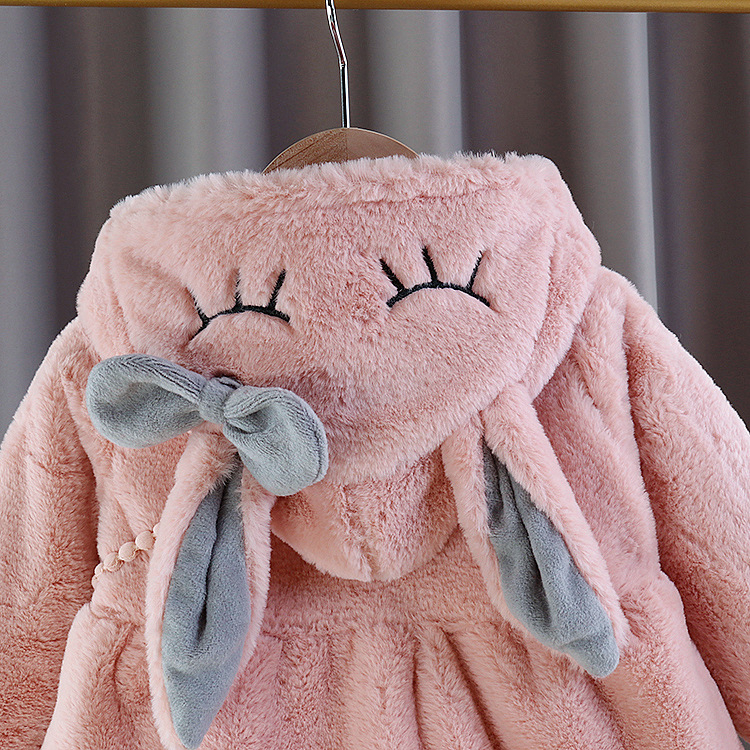 Áo khoác lông tai thỏ hàng quảng châu cao cấp cho bé gái