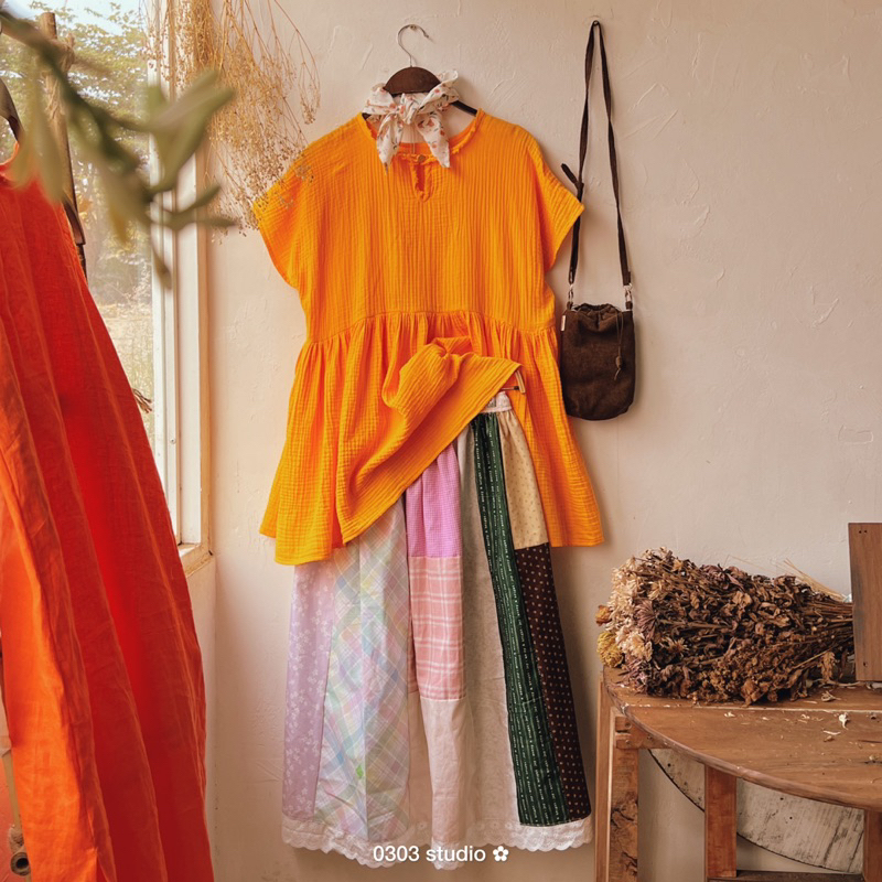 | 0303 studio | Áo cổ tròn muslin babydoll - dòng Bông Mây