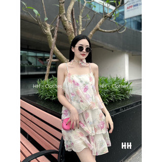 Váy hoa tầng xếp ly