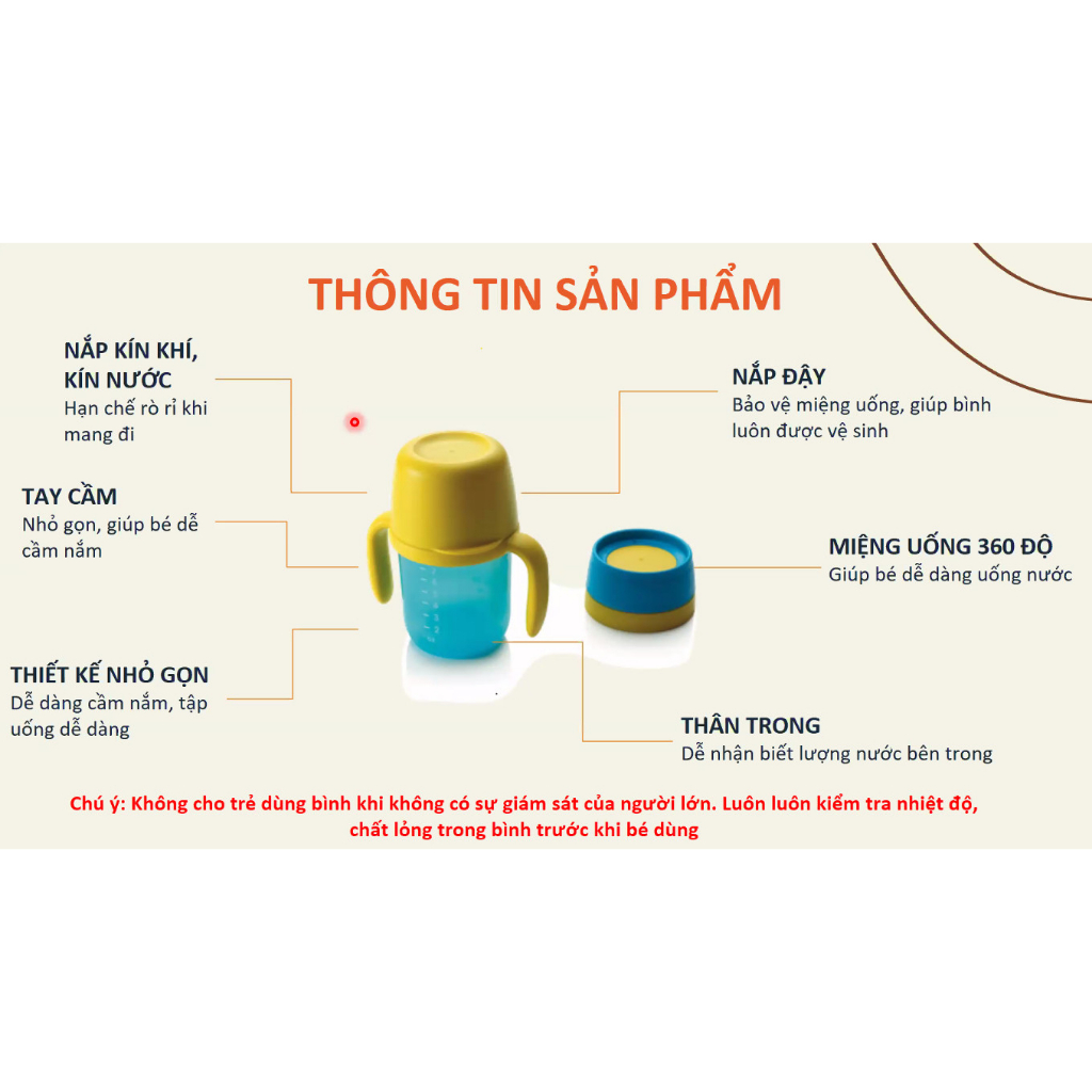TUPPERWARE_Bình tập uống Tupperware Twinkle Sippy Cup 250ml