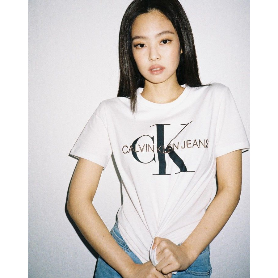 Áo thun tay lỡ unisex nam nữ trơn JUNGKOOK/ JENNIE CK BIG LOGO cotton form rộng oversize