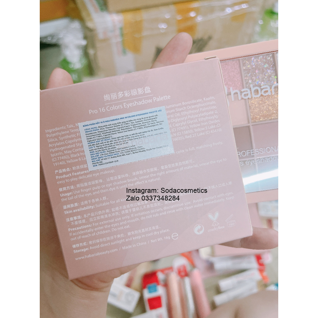 Bảng phấn mắt Habaria Pro 16 Colors Eyeshadow Palette 16 Ô