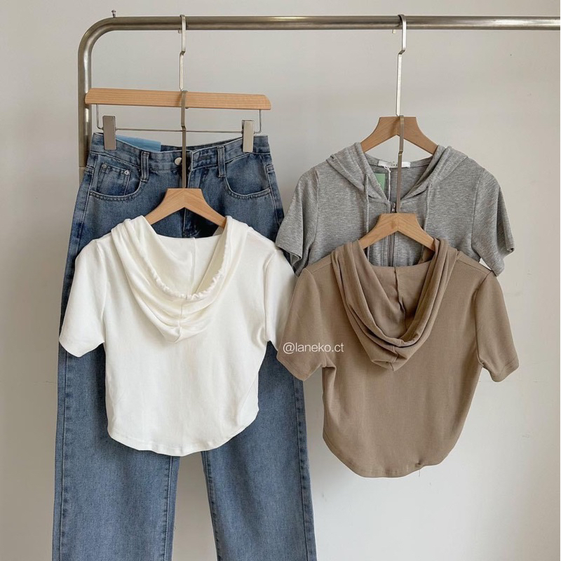 Áo thun nón croptop