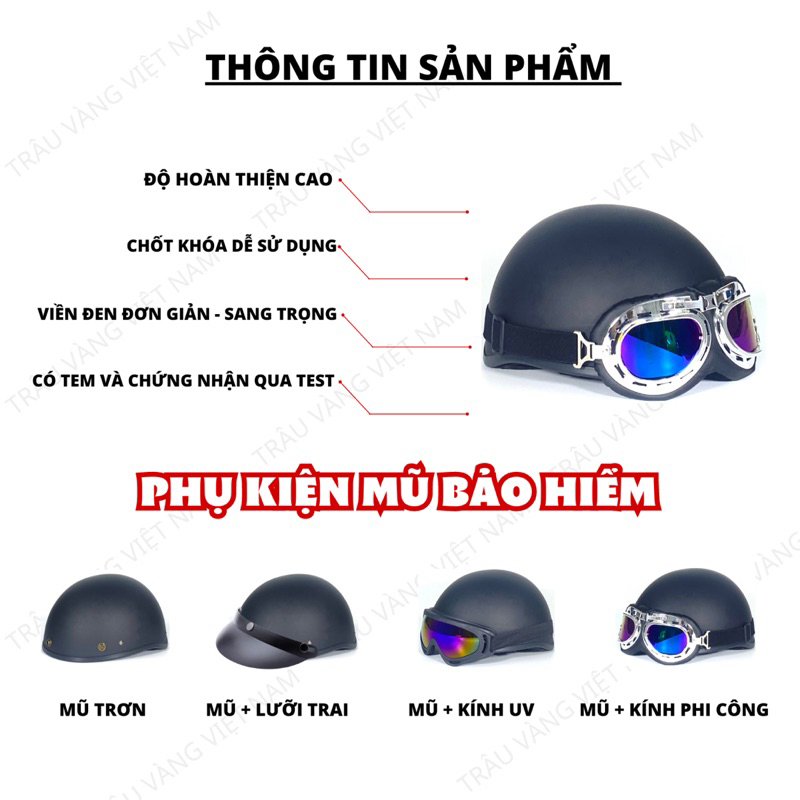 MŨ BẢO HIỂM NỬA ĐẦU NÓN 1/2 MÀU TRƠN NHIỀU MÀU SIÊU HOT CAO CẤP CÓ KÍNH