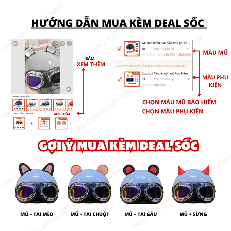 MŨ BẢO HIỂM NỬA ĐẦU NÓN 1/2 MÀU TRƠN NHIỀU MÀU SIÊU HOT CAO CẤP CÓ KÍNH