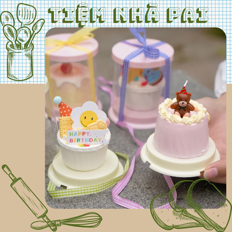 Set 50 Hộp bánh kem mini hộp đựng bánh cupcake
