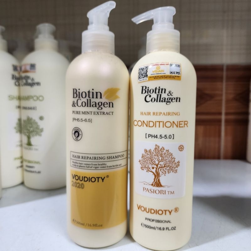 GỘI XẢ PHỤC HỒI TÁI TẠO TÓC BIOTIN & COLLAGEN VOUDIOTY 500ML - 1000ML