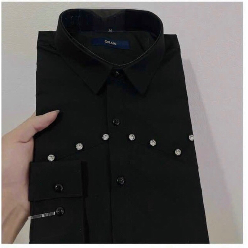 [FREESHIP} Sơ Mi Nam Luxury - Sơ Mi Trắng Nam- Sơ Mi Thiết kế Đính Dải Cườm