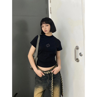 [ Baby tee ] logo thêu basic 100% COTTON