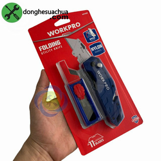 Dao rọc giấy gấp gọn Workpro WP211008 cán nhựa thay lưỡi nhanh