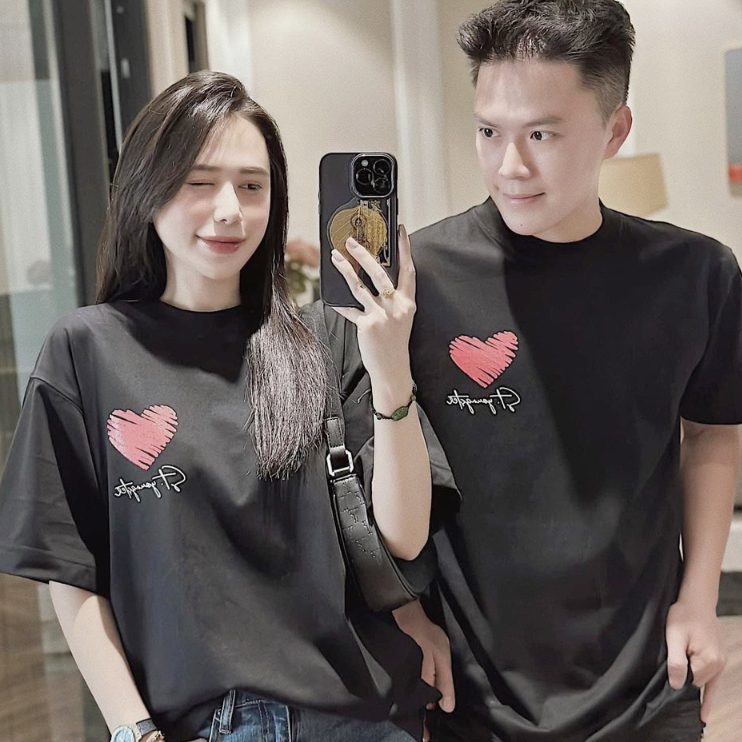 Áo thun tay lỡ trái tim uinsex, Áo phông from rộng hàng quảng châu cao cấp, Hàng loại 1 - NP28