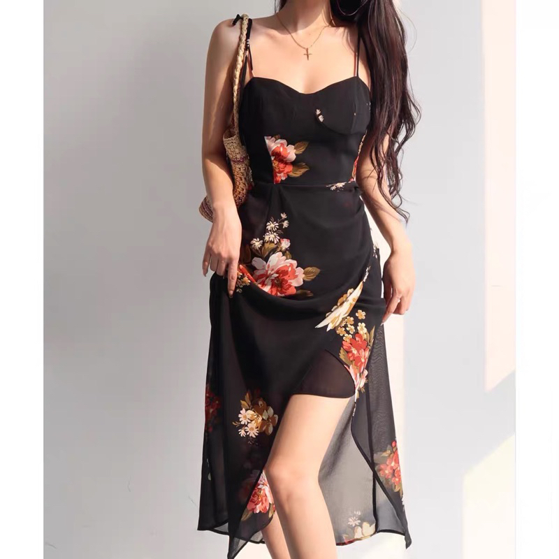 Váy hai dây vạt chéo - hoa 1