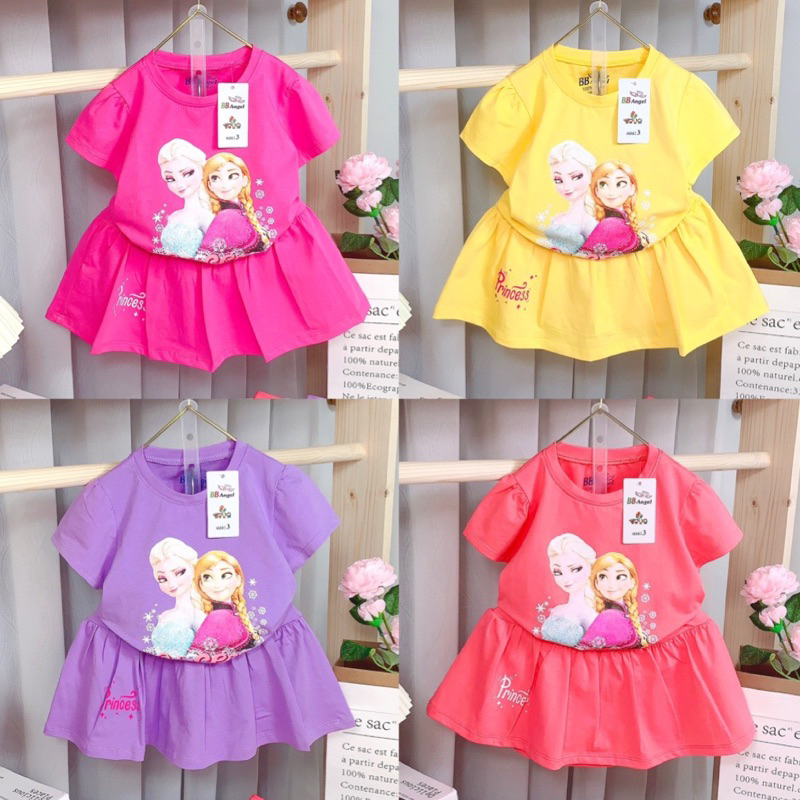 Sét váy Elsa cotton co giãn 4 chiều cao cấp cho bé gái