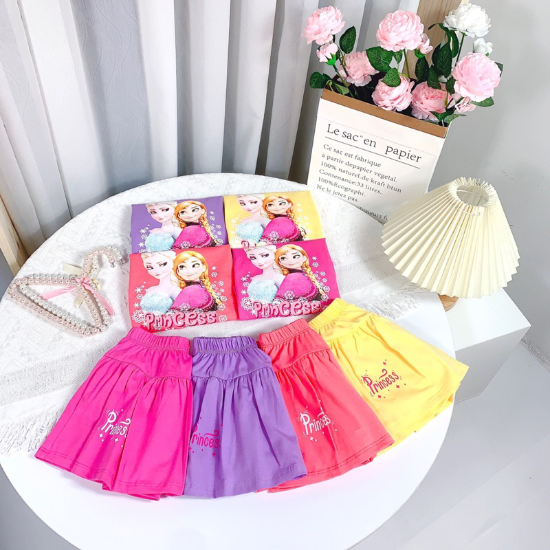 Sét váy Elsa cotton co giãn 4 chiều cao cấp cho bé gái