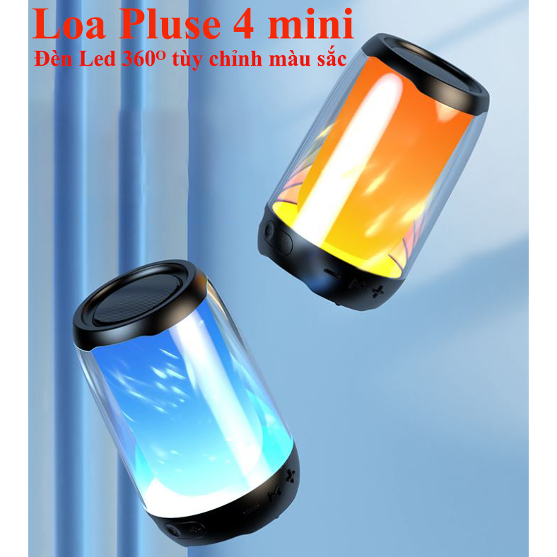 Loa Bluetooth Pluse 4 mini Có Đèn Led RGB - Loa Bluetooth pin trâu âm thanh hifi ghép đôi 2 loa nhân đôi công suất 10W
