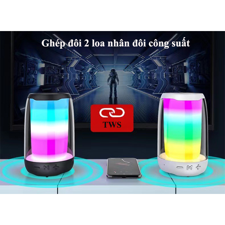 Loa Bluetooth Pluse 4 mini Có Đèn Led RGB - Loa Bluetooth pin trâu âm thanh hifi ghép đôi 2 loa nhân đôi công suất 10W