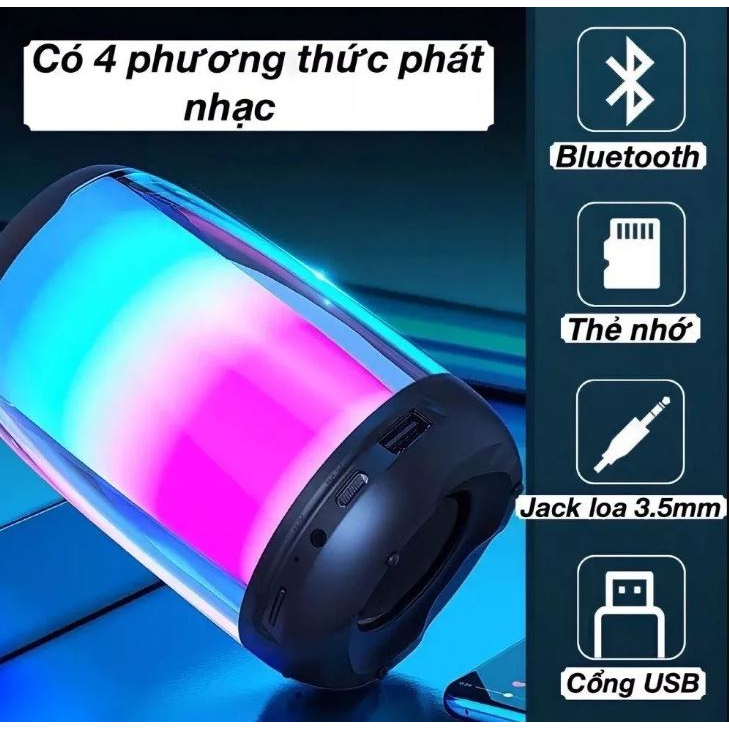 Loa Bluetooth Pluse 4 mini Có Đèn Led RGB - Loa Bluetooth pin trâu âm thanh hifi ghép đôi 2 loa nhân đôi công suất 10W