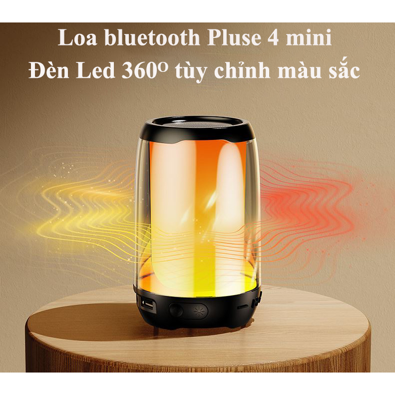 Loa Bluetooth Pluse 4 mini Có Đèn Led RGB - Loa Bluetooth pin trâu âm thanh hifi ghép đôi 2 loa nhân đôi công suất 10W