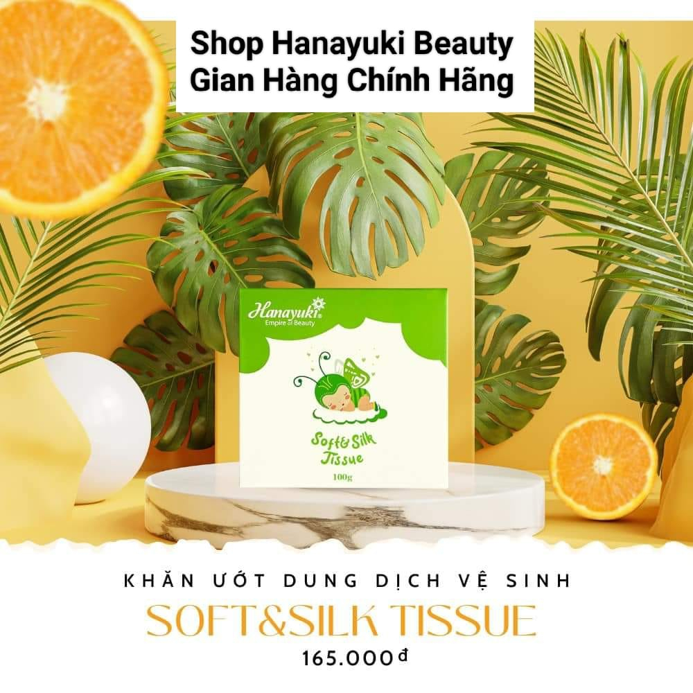 (Chính hãng-Date 2025) Khăn Giấy Ướt Phụ Khoa Hanayuki 1 hộp 20 miếng - Soft & Silk Tissue
