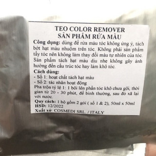 Combo Bóc màu tóc nhuộm Teotema color removed 50ml x2