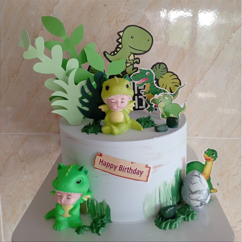 Bánh Sinh Nhật Mô Hình Trưng Bày Khủng Long Xanh