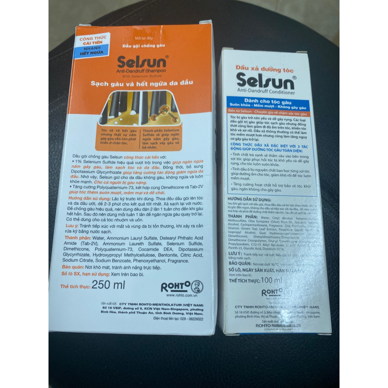 Combo selsun 1 chai 250ml và 1 xả selsun 100ml