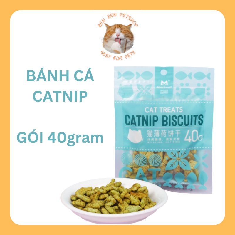 Bánh Cá Thưởng Cho Mèo Catnip Biscuit Gói 40g - Snack Thưởng Sạch Răng Giảm Hôi Miệng Cho Mèo, Tiêu búi lông. zenzen