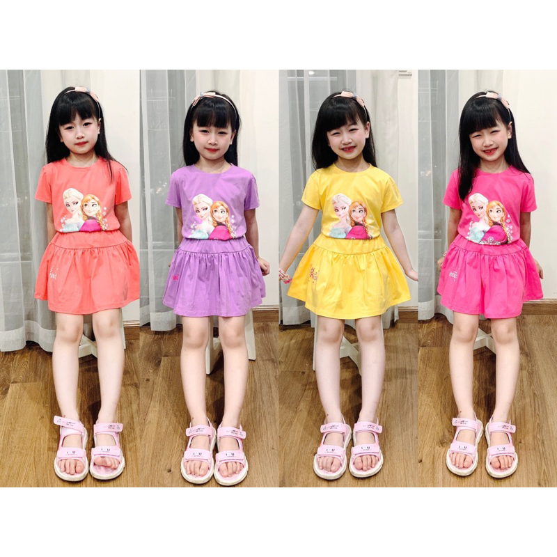 Sét váy Elsa cotton co giãn 4 chiều cao cấp cho bé gái