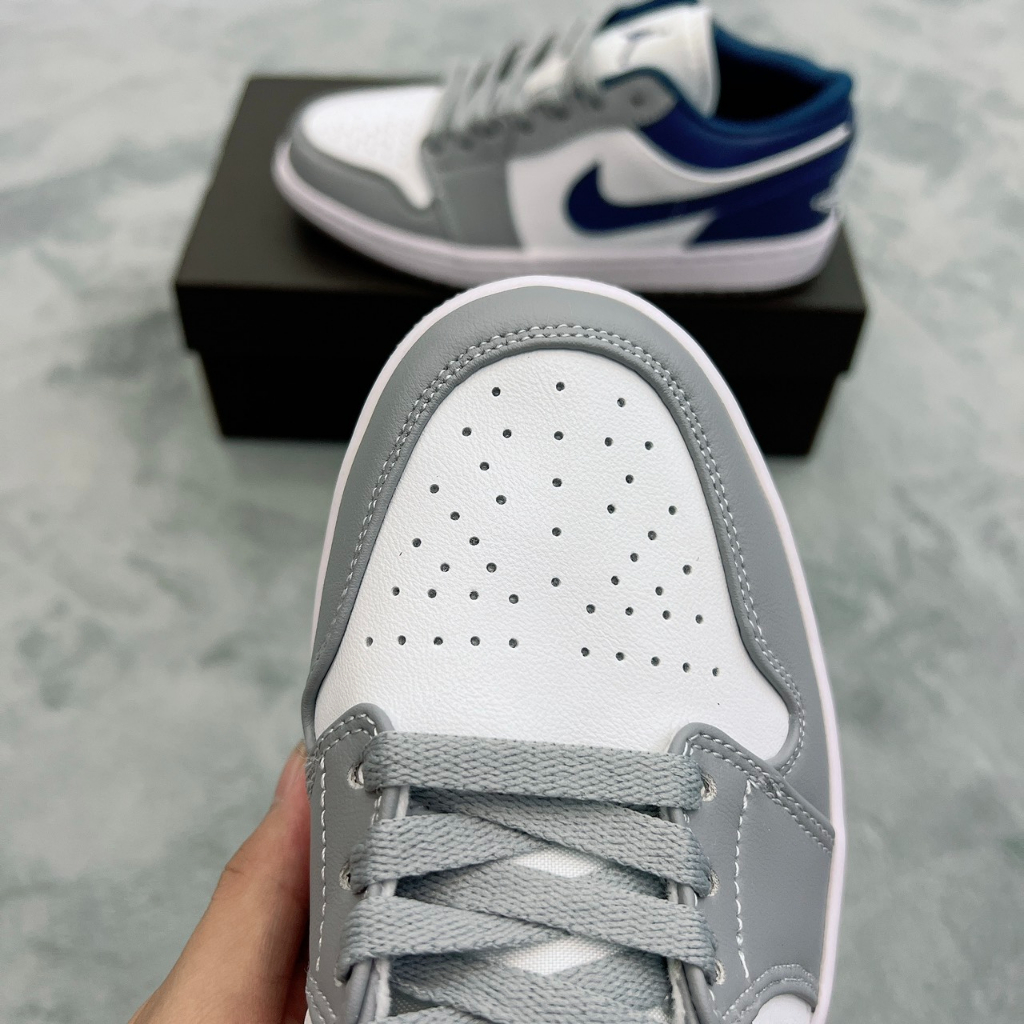 Giày Jordan Gót Xanh, Jordan 1 cổ thấp nam nữ, Giày JD air xám xanh bản đẹp dễ phối đồ. Hoàng Kim Fashion