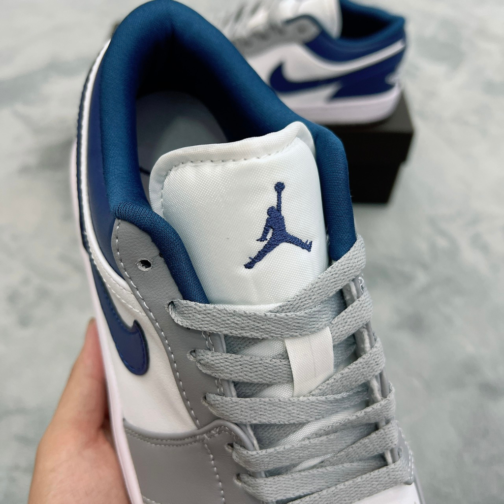 Giày Jordan Gót Xanh, Jordan 1 cổ thấp nam nữ, Giày JD air xám xanh bản đẹp dễ phối đồ. Hoàng Kim Fashion