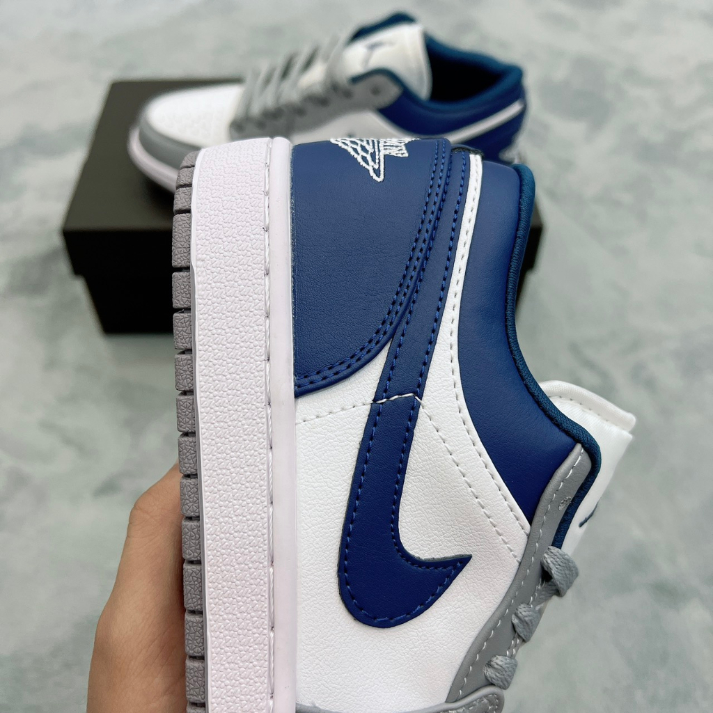 Giày Jordan Gót Xanh, Jordan 1 cổ thấp nam nữ, Giày JD air xám xanh bản đẹp dễ phối đồ. Hoàng Kim Fashion