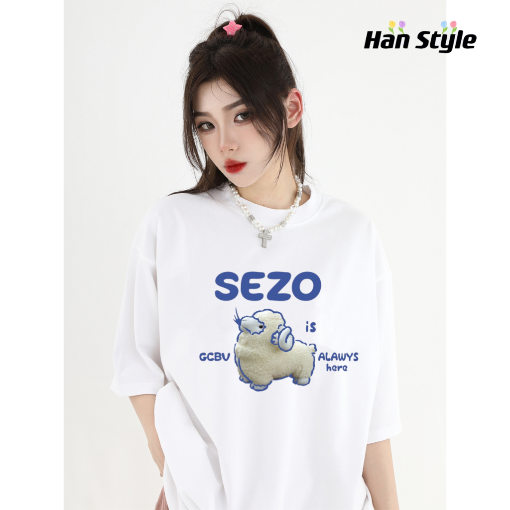 local brand áo nữ đẹp áo cotton nữ thời trang nữ áo thun nữ chất áo chữ áo dễ thương áo thun cừu áo phông cừu mẫu cừu A2504