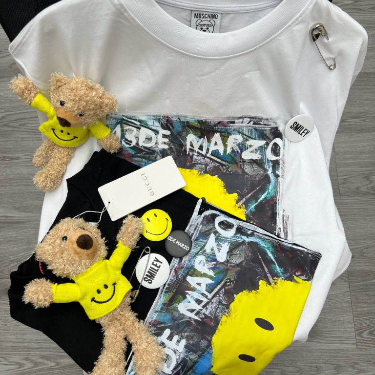 Áo thun tay lỡ smile kèm gấu uinsex, Áo phông from rộng hàng quảng châu cao cấp, Hàng loại 1 - NP36