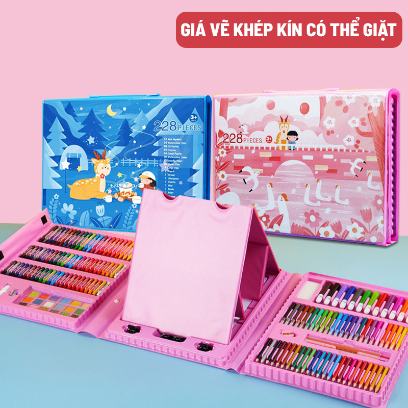 Hộp Màu Vẽ 228 Chi Tiết, Bộ Màu Vẽ Đa Năng Cho Bé Tập Tô
