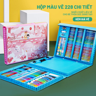 Hộp màu vẽ 228 chi tiết, bộ màu vẽ đa năng cho bé tập tô