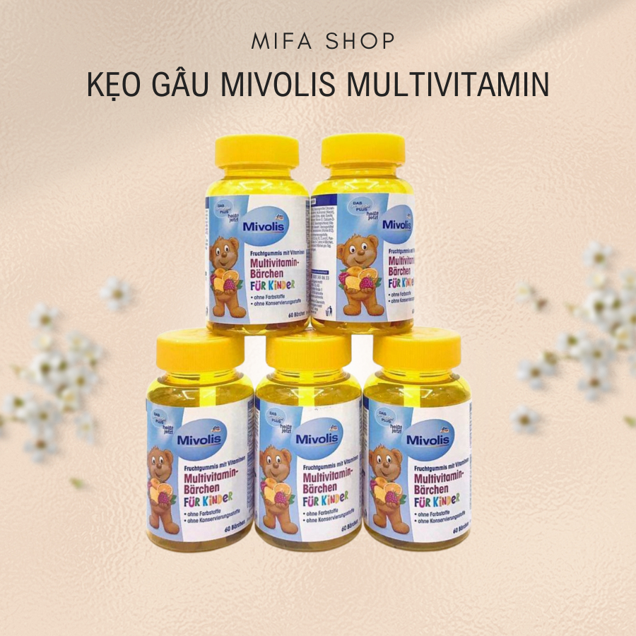 Kẹo Gấu Mivolis - Bổ Sung Vitamin Tổng Hợp Cho Trẻ Vị Trái Cây, 60 Viên Đức