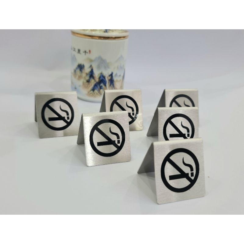 Biển cấm hút thuốc, biển no smoking để bàn cho nhà hàng khách sạn, quán cafe bằng inox 304 cao cấp sang trọng