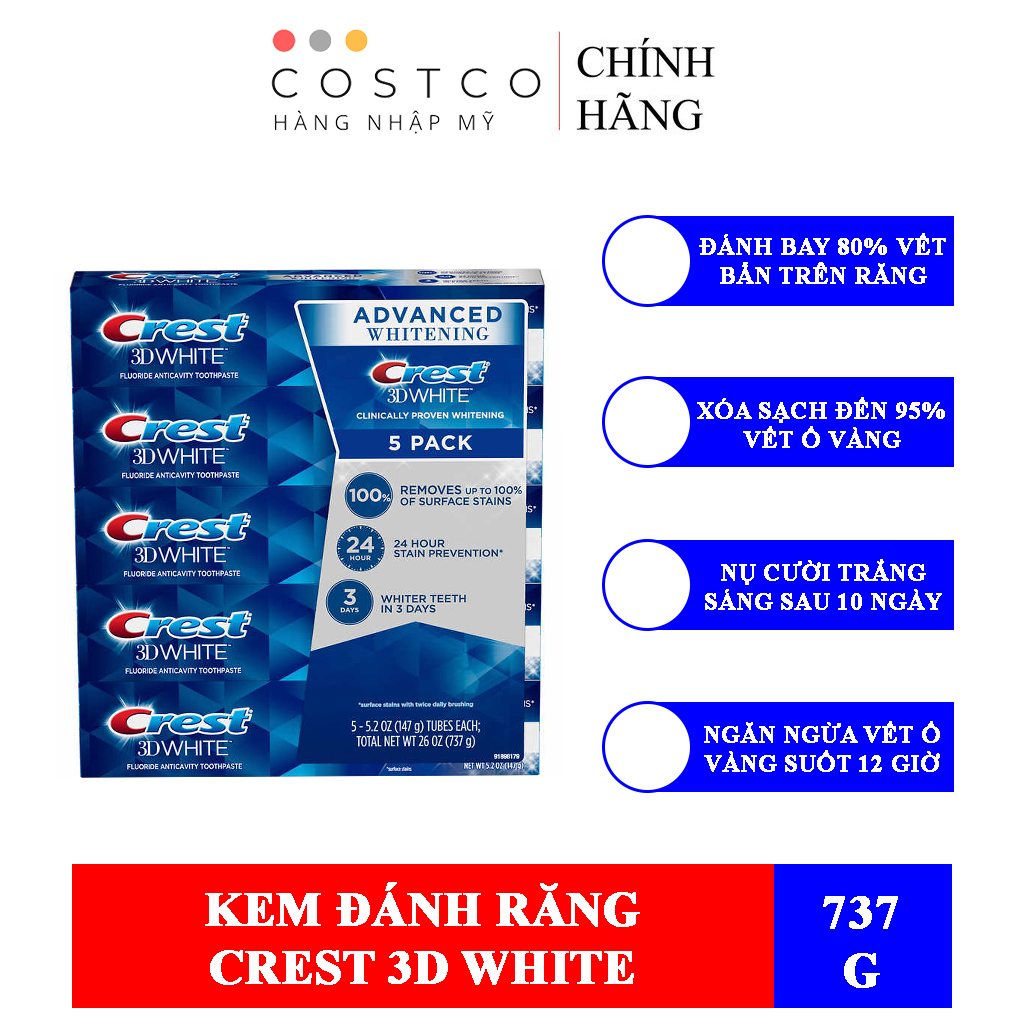 Kem Đánh Răng Crest 3d White Advanced Whitening (1 Tuýp/147g)