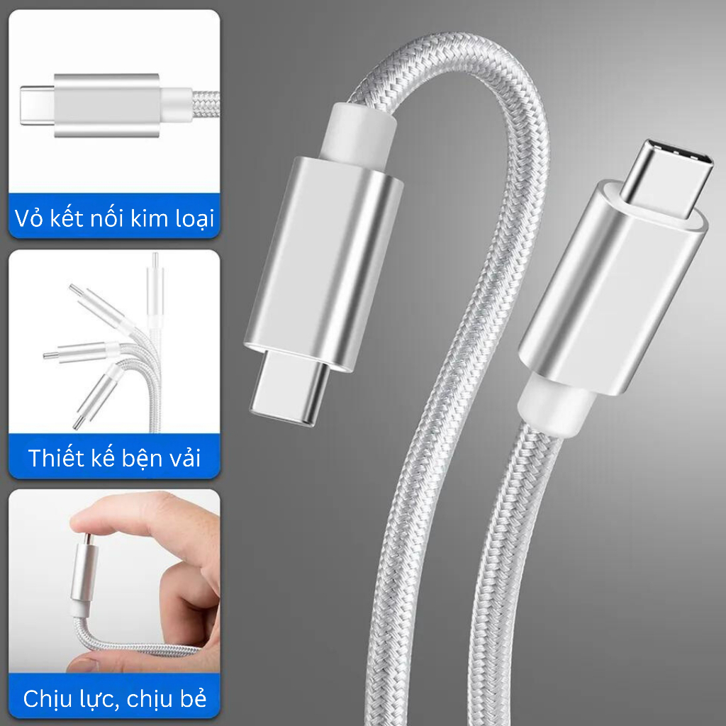 Dây cáp sạc nhanh USB C 3A 60W cho Samsung Huawei Xiaomi Mac Laptop