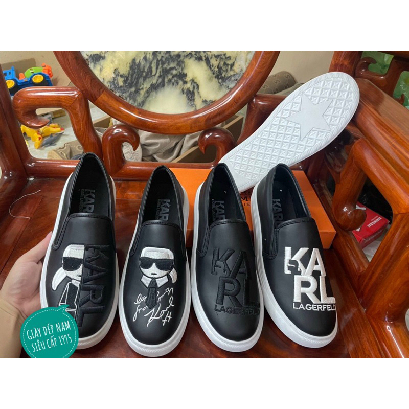 Giày Slipon Nam Karl Thêu Hình Full Box - Giày Slipon Karl SC Full Box Cho Nam