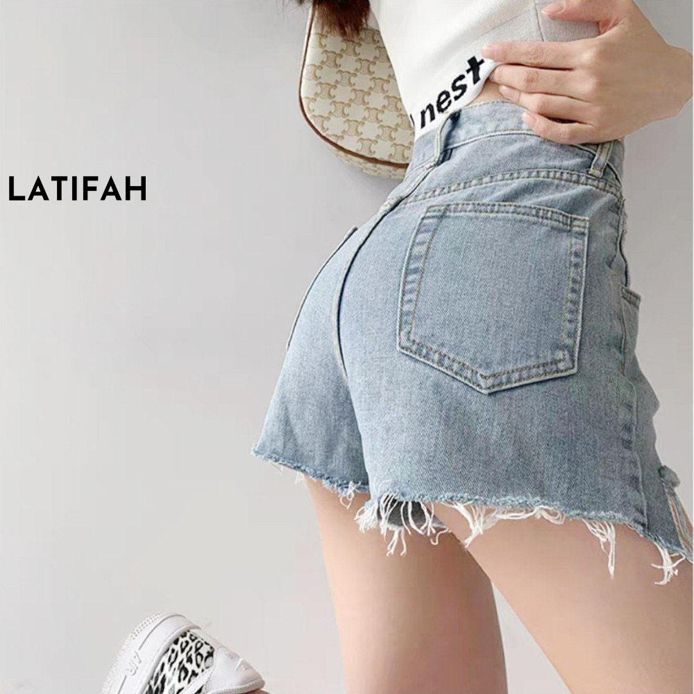 Quần short jeans nữ LATIFAH tua lai trơn QS006 phong cách hàn quốc